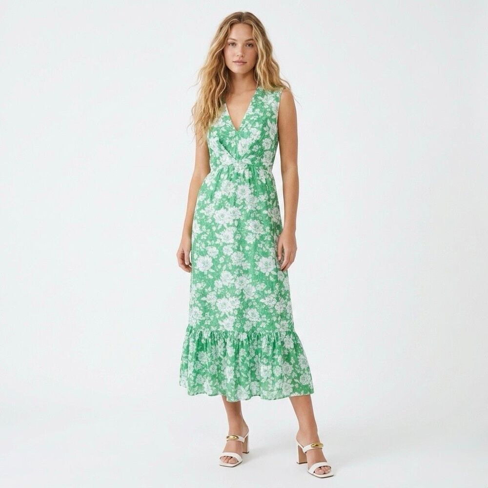 Sachin & Babi Blair Green Floral Eyelet Cottagecore Wedding Guest Midi Dress 4